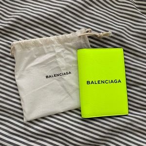 BALENCIAGA Printed neon leather passport cover